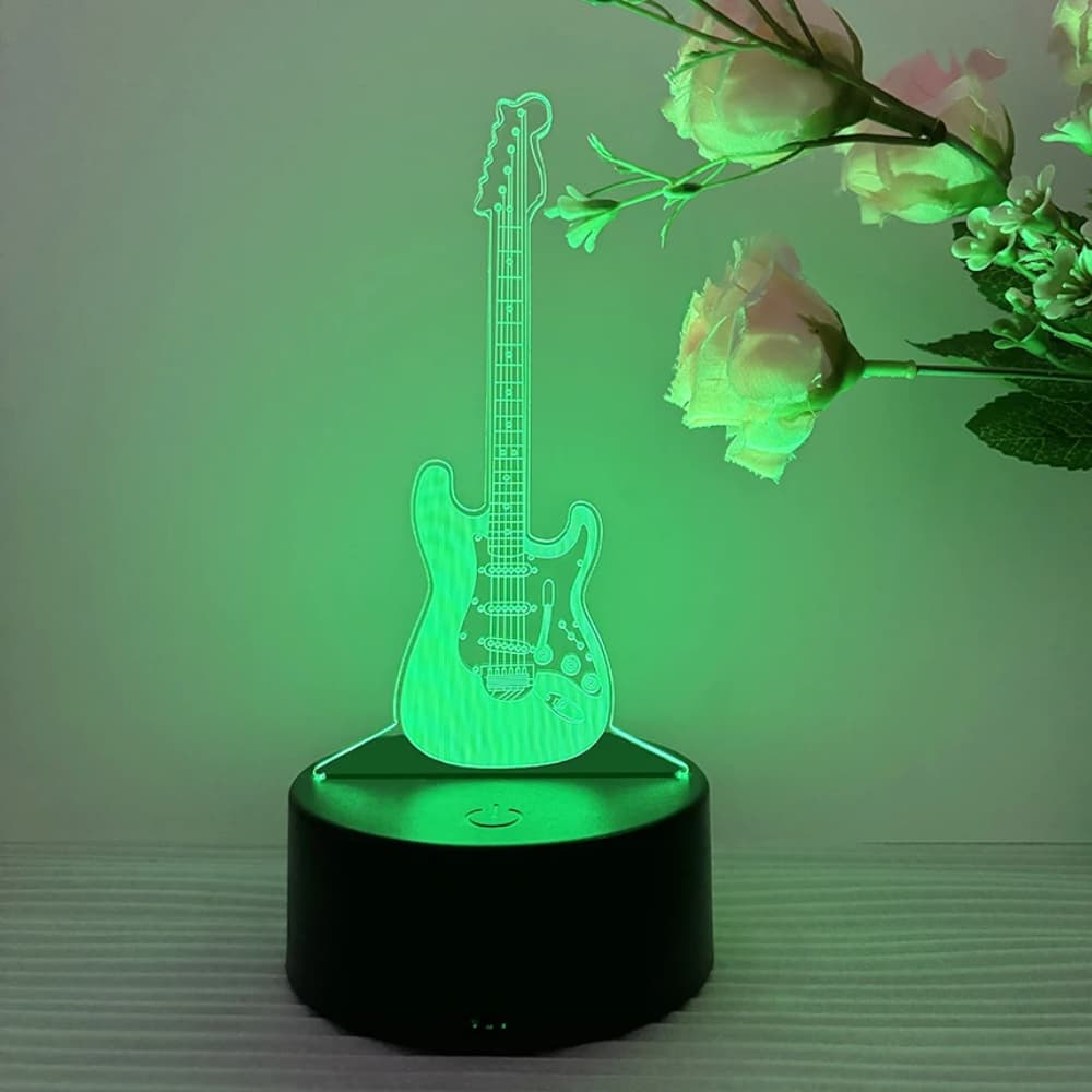 Luminária LED 3D de Mesa / Guitarra  / instrumento musical / controle remoto