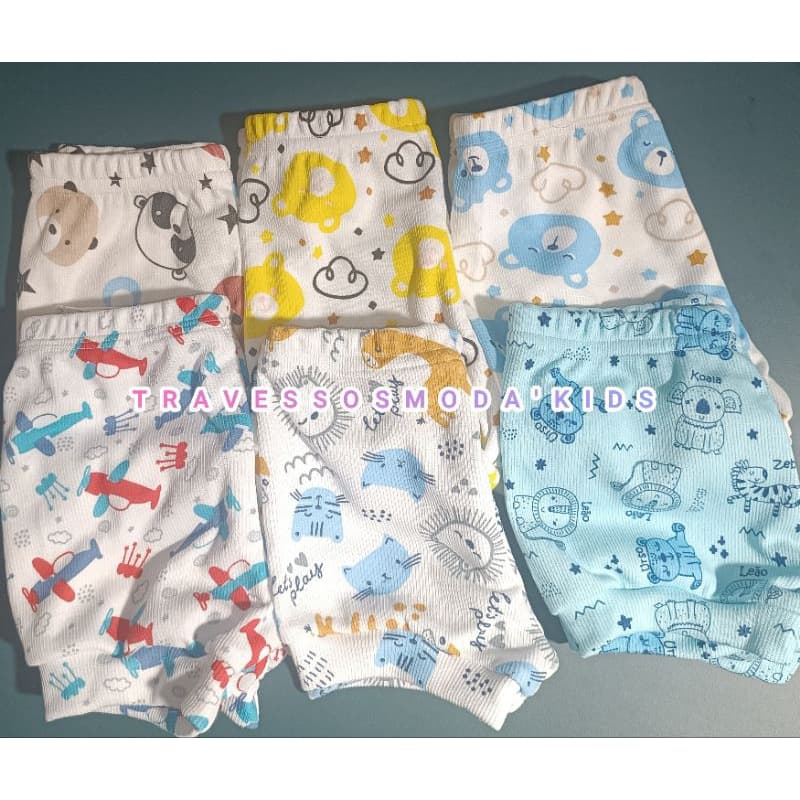 Kit 4 Tapa fralda/Shorts Infantil Bebê menino Canelado