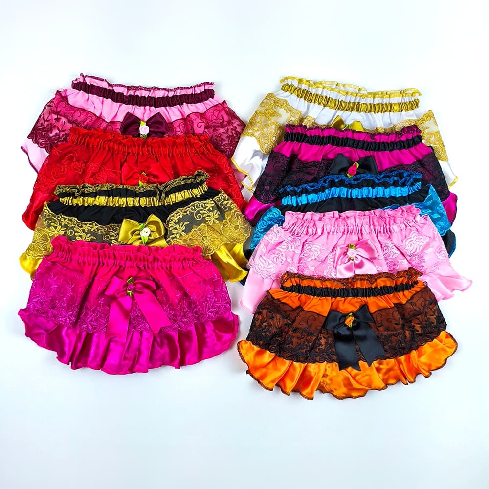 kit 10 Calcinhas Cetim Infantil Bebê Babado Cobre Fralda Luxo