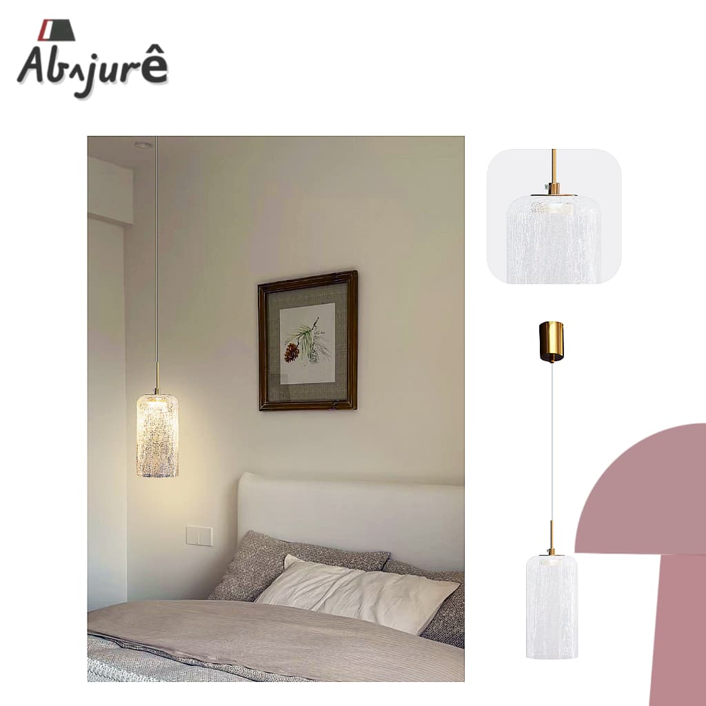 Luminária Pendente De Vidro Tubo Cilíndro Led Moderno LED 3 EM 1 CABO 2M 5W Lustre Lavabo Cabeceira