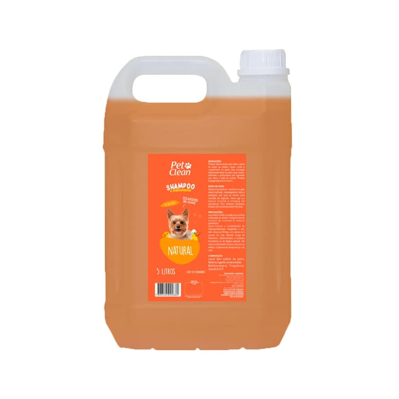 Shampoo Natural Pet Clean - 5 Litros - Para Cães e Gatos - Pet Shop - Banho e Tosa