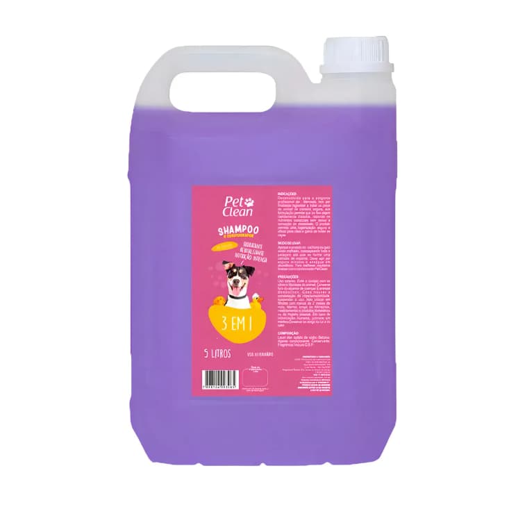 Shampoo Pet Clean 3em1 5 Litros PROMOÇÃO - Para Cães e Gatos