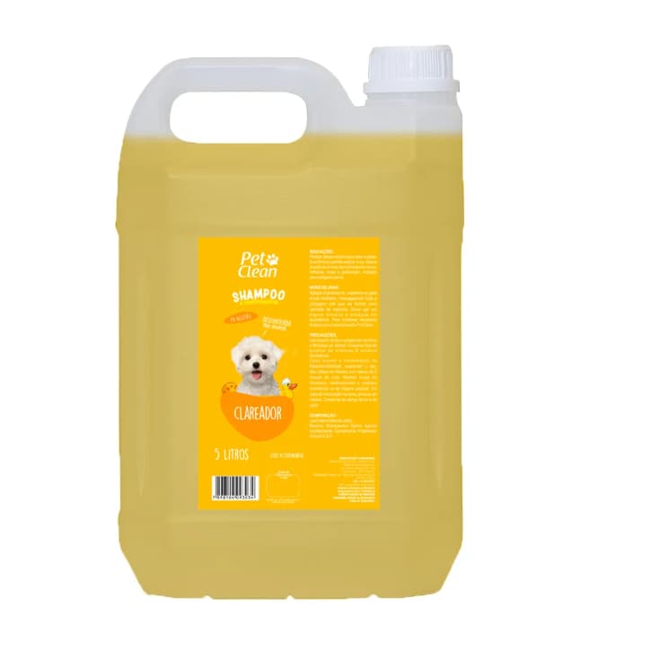 Shampoo Clareador 5 Litros Banho E Tosa Pet Shop / Pet Clean Para Cães e Gatos
