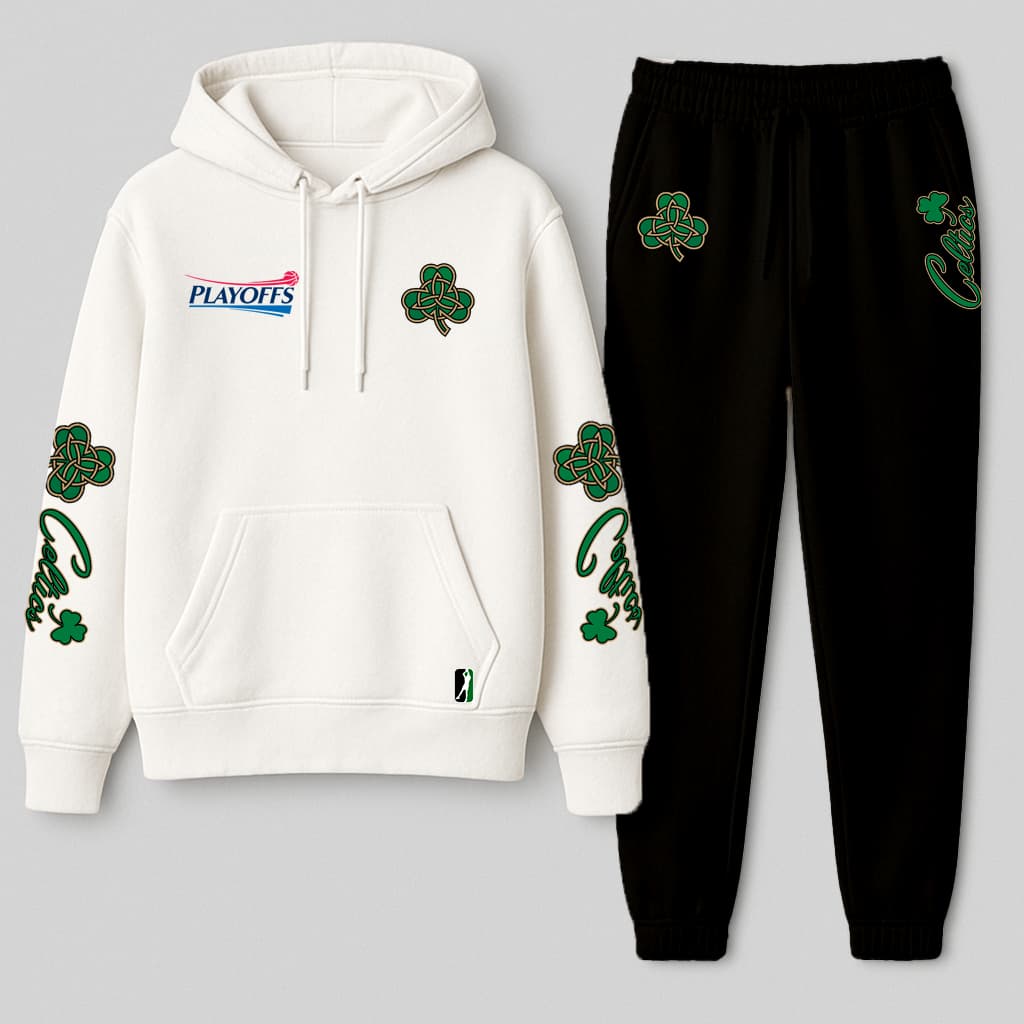 Kit Conjunto Moletom Canguru e Calça Moletom Boston Streetwear Basquete Estilo de Rua Y2k