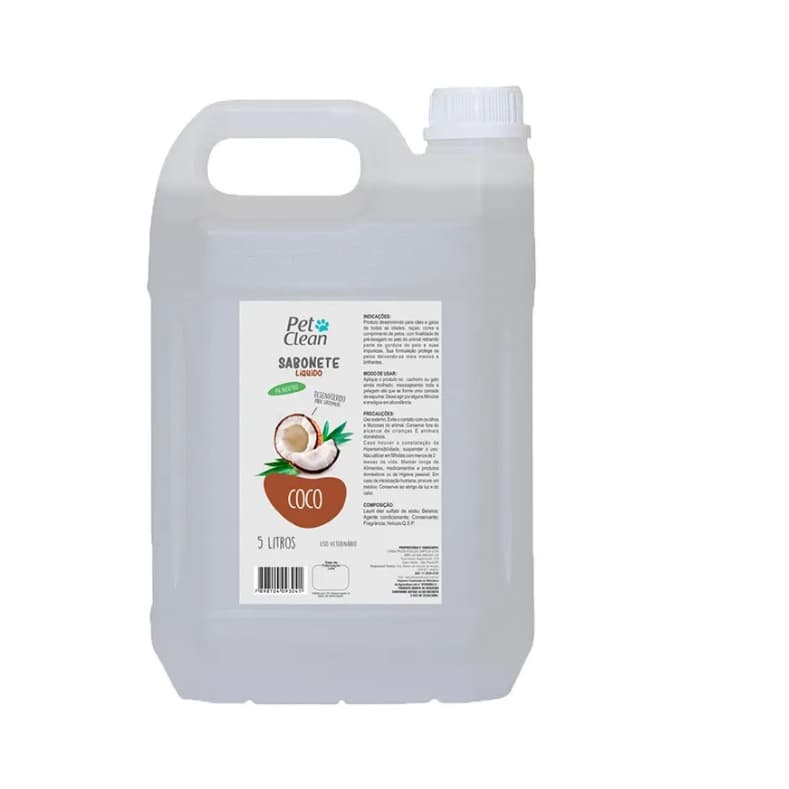 Shampoo Coco Pet Clean Profissional Para Cães e Gatos - Sabão Líquido 5L