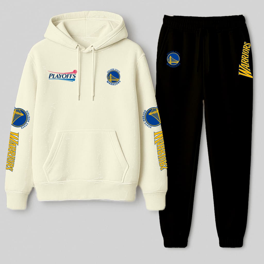Kit Conjunto Moletom Canguru e calça moletom Com Capuz Basquete playoffs golden Streetwear states nb  Personalizado