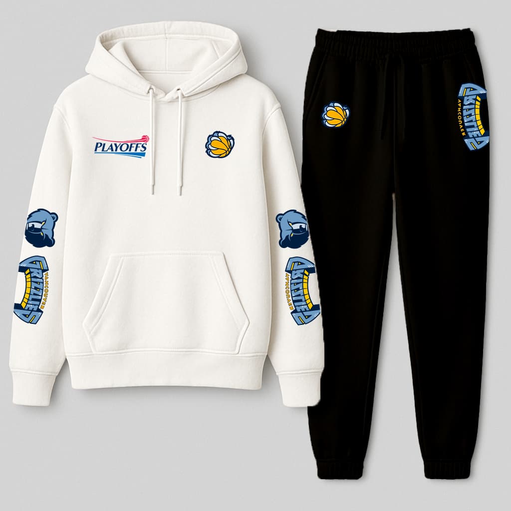 Kit Conjunto Moletom Canguru e calça moletom Com Capuz Basquete memphis grizzlies Streetwear nb  Personalizado
