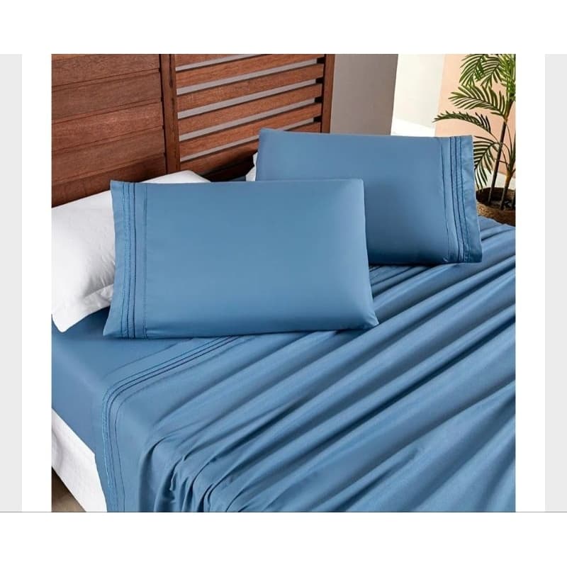 Jogo de Cama lençol  Casal padrão 4 peças  Allegra Bordado Micropercal 200 fios  Jogo de Cama delicadeza