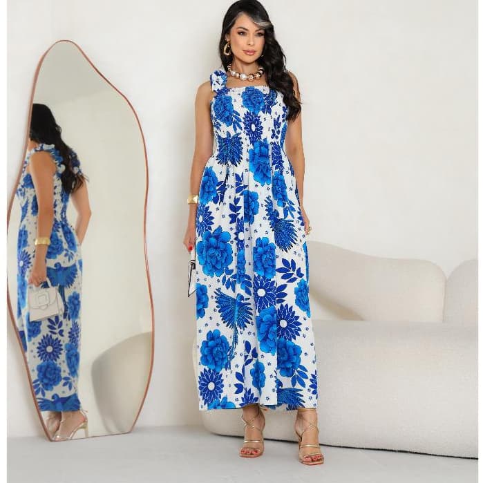 vestido Feminino em tecido crepinho lastex  frente/costas ausas francidoo