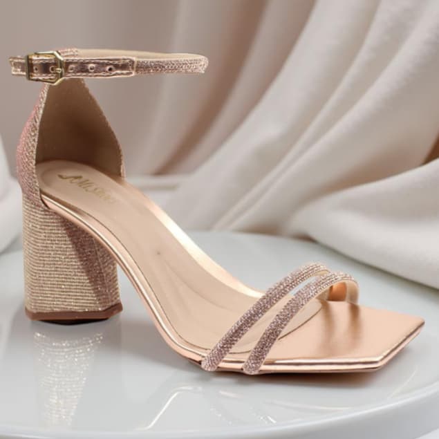 Sandália Feminina Confortavel Salto Bloco 7,5cm Camurça Nude Modelada 8,5cm Calcado Confortável