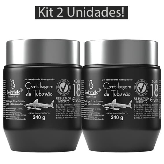 KIT com 2 Unidades Gel CARTILAGEM DE TUBARÃO COM 18 ERVAS 240g Bio Instinto