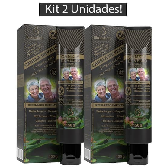 KIT com 2 Unidades Pomada Massageadora CANELA DE VELHO PREMIUM 150g Bio Instinto