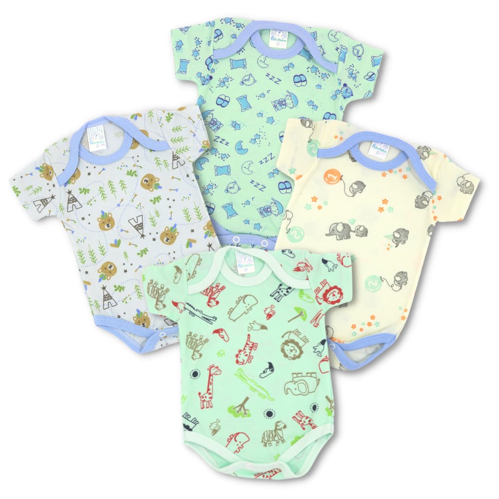 Roupa de Bebê Body Manga Curta Kit 12pç P M G Enxoval Roupas para bebê