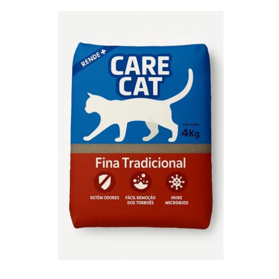 Areia Sanitaria Para Gatos Tradic. Fina CareCat Pacote 4kg