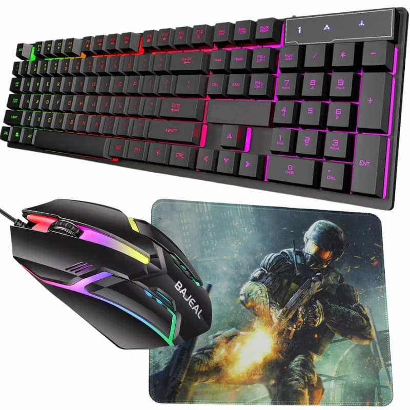 Kit Teclado Gamer Semi Mecanico Led Rgb Usb Xbox Pc + Mouse