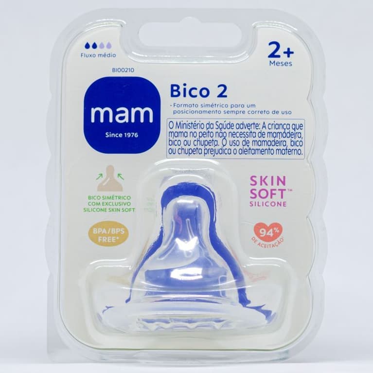 Bico Mamadeira Nº 2 Mam 2+ meses Fluxo Médio 1 Unidade