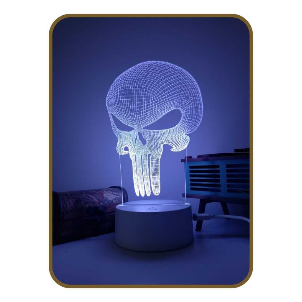Luminária Led 3D 16 Cores Punisher Justiceiro Marvel Decoração