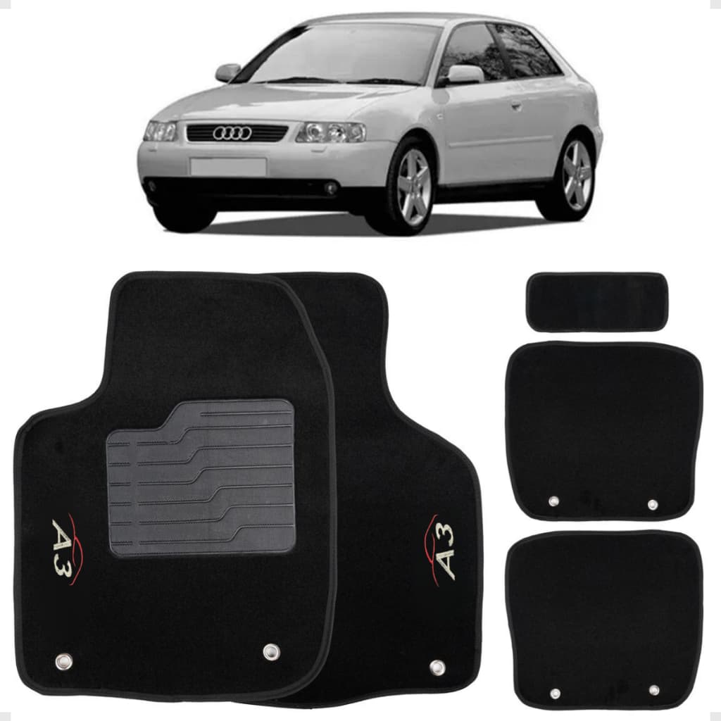 Jogo Tapete Automotivo Carpete Audi A3 1997 até 2006 Bordado Carpete Resistente e Antiderrapante