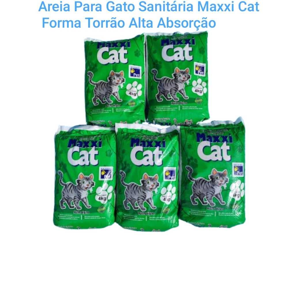 Areia Para Gato Sanitária Higiênica para Gatos Maxxcat Super Absorção, Elimina Odores e Forma Torrões Firmes Sem Poeira