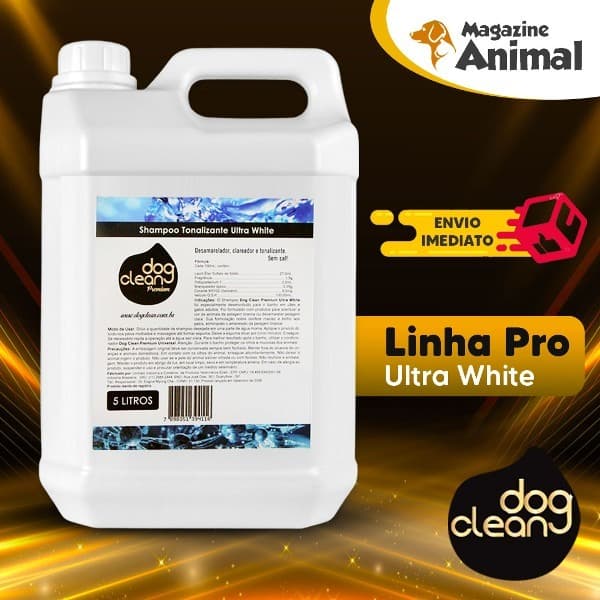 Shampoo Branqueador Profissional para Cachorro 5 em 1 Premium Ultra White 5 Litros Clareador Pet Banho e Tosa Dog Clean