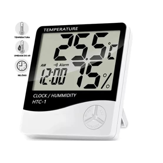 Medidor de Temperatura e Umidade LCD Digital Termo-higrômetro Digital Relógio Temperatura Do Ar