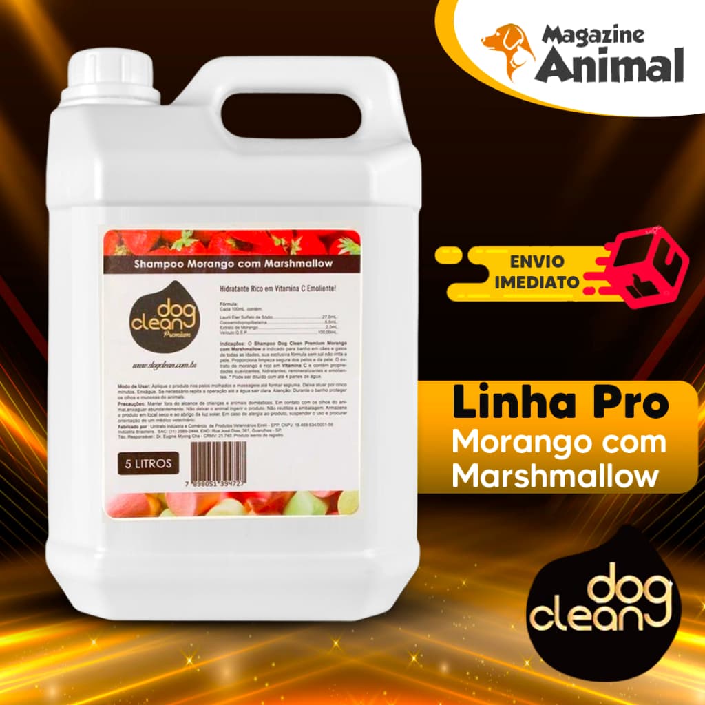 Shampoo Profissional Premium para Cachorro/Shampoo Morango c/marschmallow 5 Litros Dog Clean