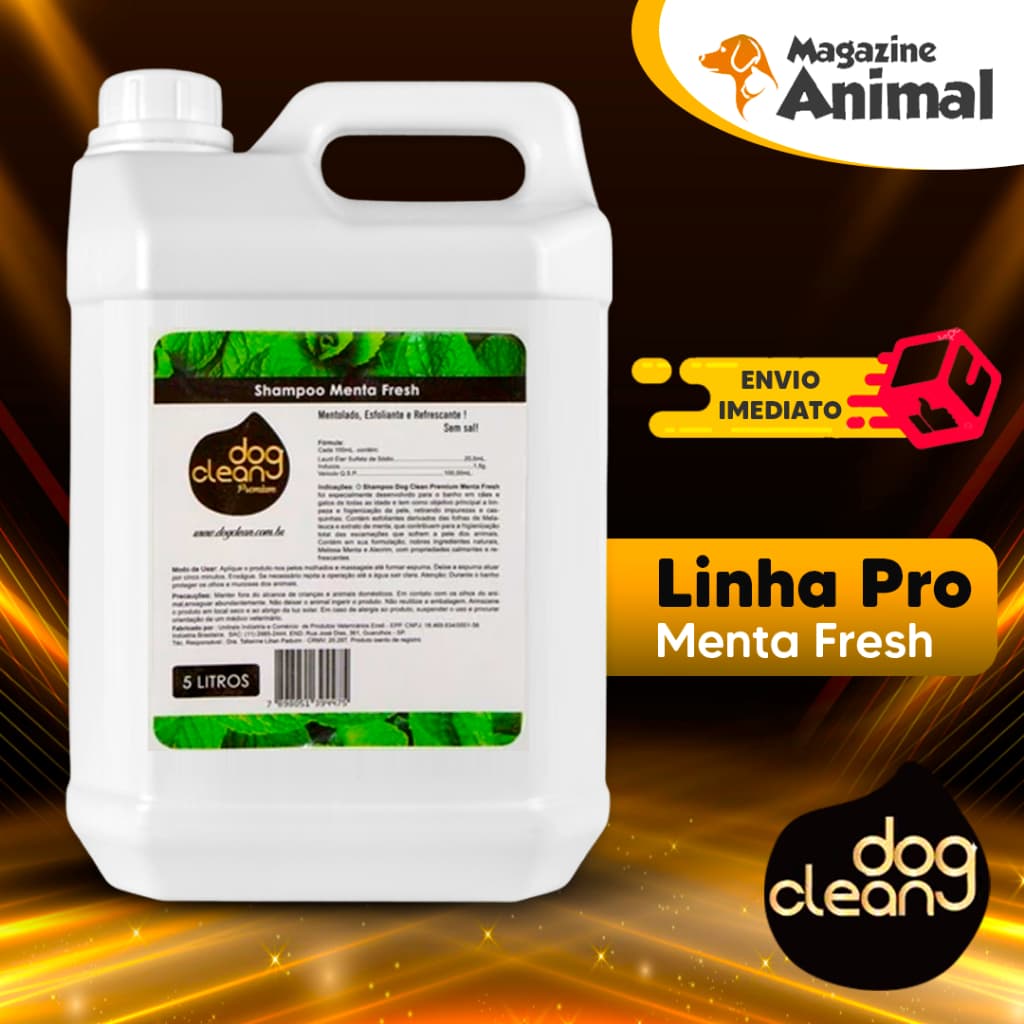 Shampoo Profissional Premium para Cachorro/ Shampoo Menta Fresh 5 Litros Dog Clean