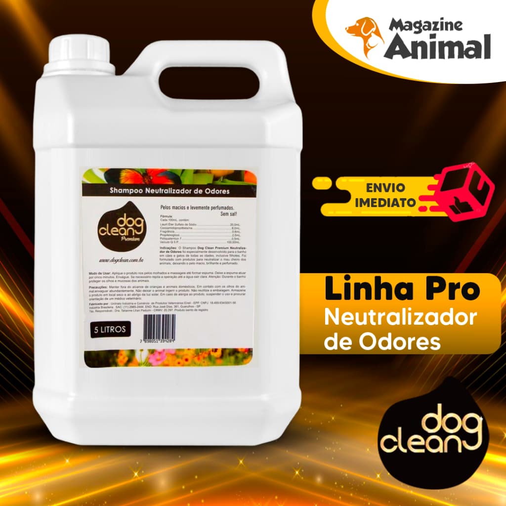 Shampoo Profissional Premium para Cachorro Neutralizador de Odores 5 Litros Dog Clean