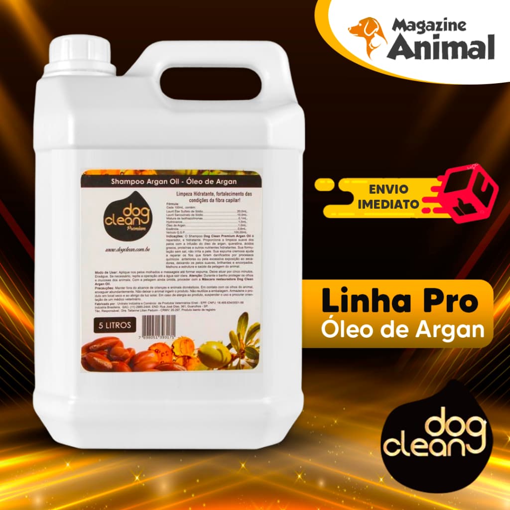 Shampoo Profissional Premium para Cachorro/ Shampoo Argan Oil 5 Litros Dog Clean