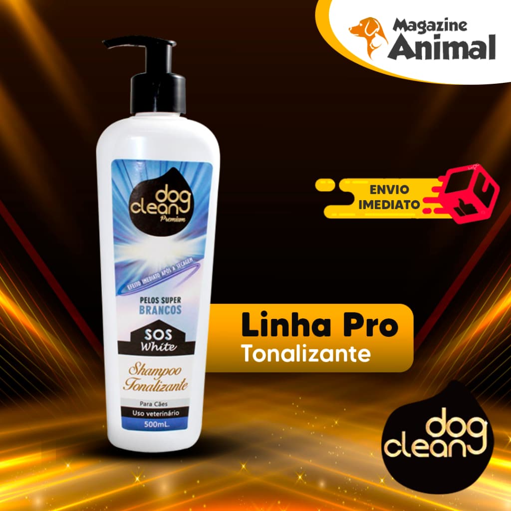 Shampoo Tonalizante Branco para Cachorro Premium S.O.S White 500ml Shampoo Clareador Pet Cachorro Branco Dog Clean
