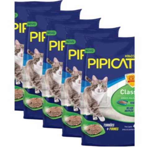 Kit 5 Areias Sanitárias Para Gatos Kelco Pipicat Classic - 4kg