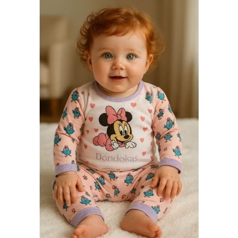 Conjunto de Bebê Menina Manga Longa 100% Algodão Roupa de Bebê Menina Personagens