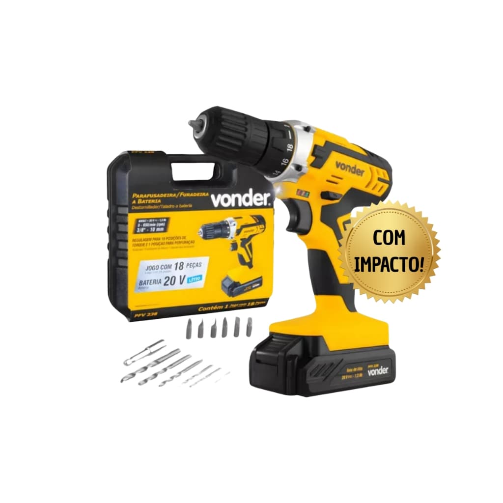 Parafusadeira / Furadeira 20v Bivolt PFV 238i COM IMPACTO Vonder
