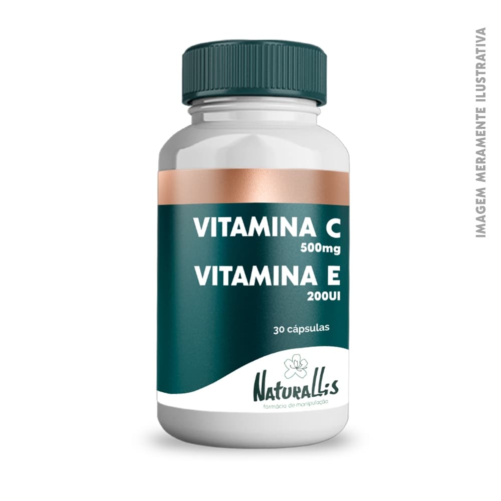 Vitamina C 500mg + Vitamina E 200UI - 30 cápsulas sem sabor