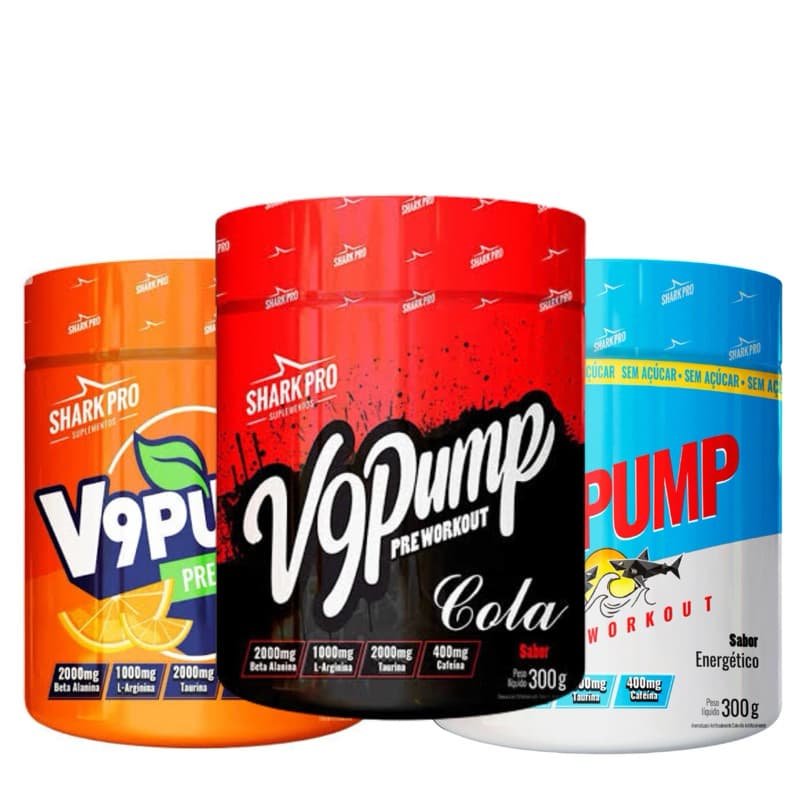 Pré Treino V9 Pump Shark Pro 300g Com Beta Alanina
