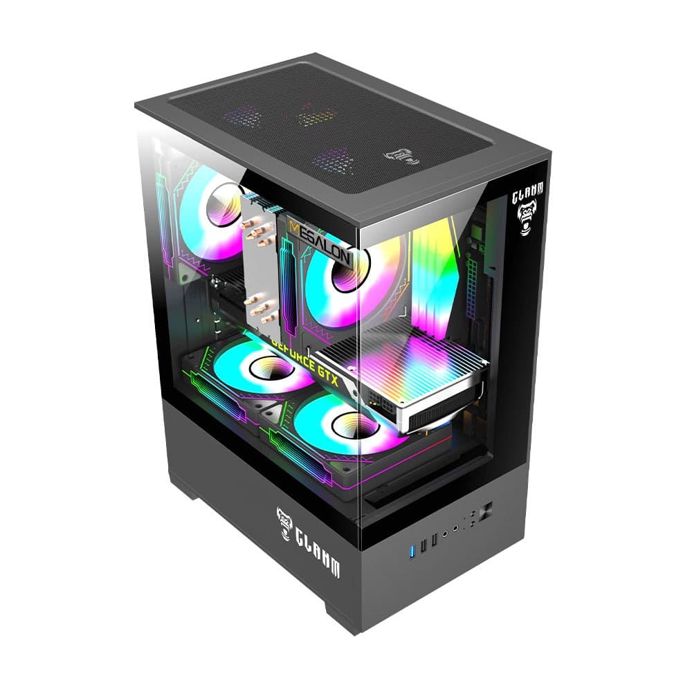 Gabinete Gamer CLANM MEGALON Aquario Vidro Premium Capacidade para até 5 ventoinhas de 120mm