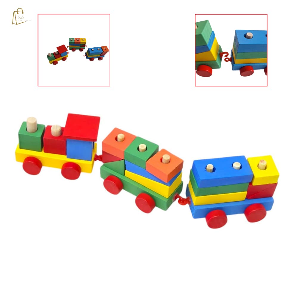 Brinquedo Pedagógico Educativo Trenzinho De Madeira Encaixe  Formas Geométricas Brinquedo Interativo