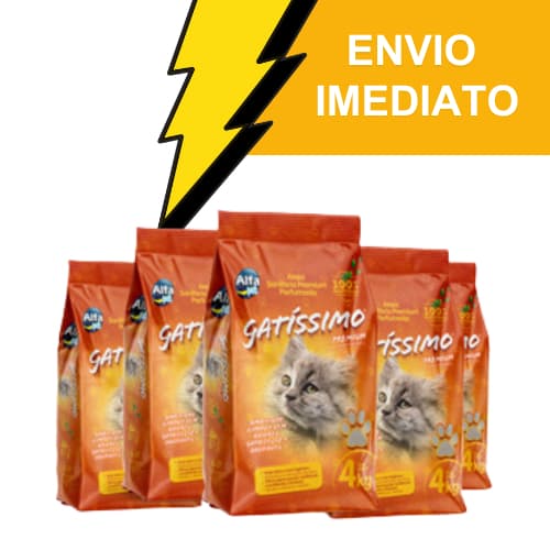 Areia Sanitária Gatíssimo 4kg Pacote Econômico com 5 Unidades - Envio Imediato!