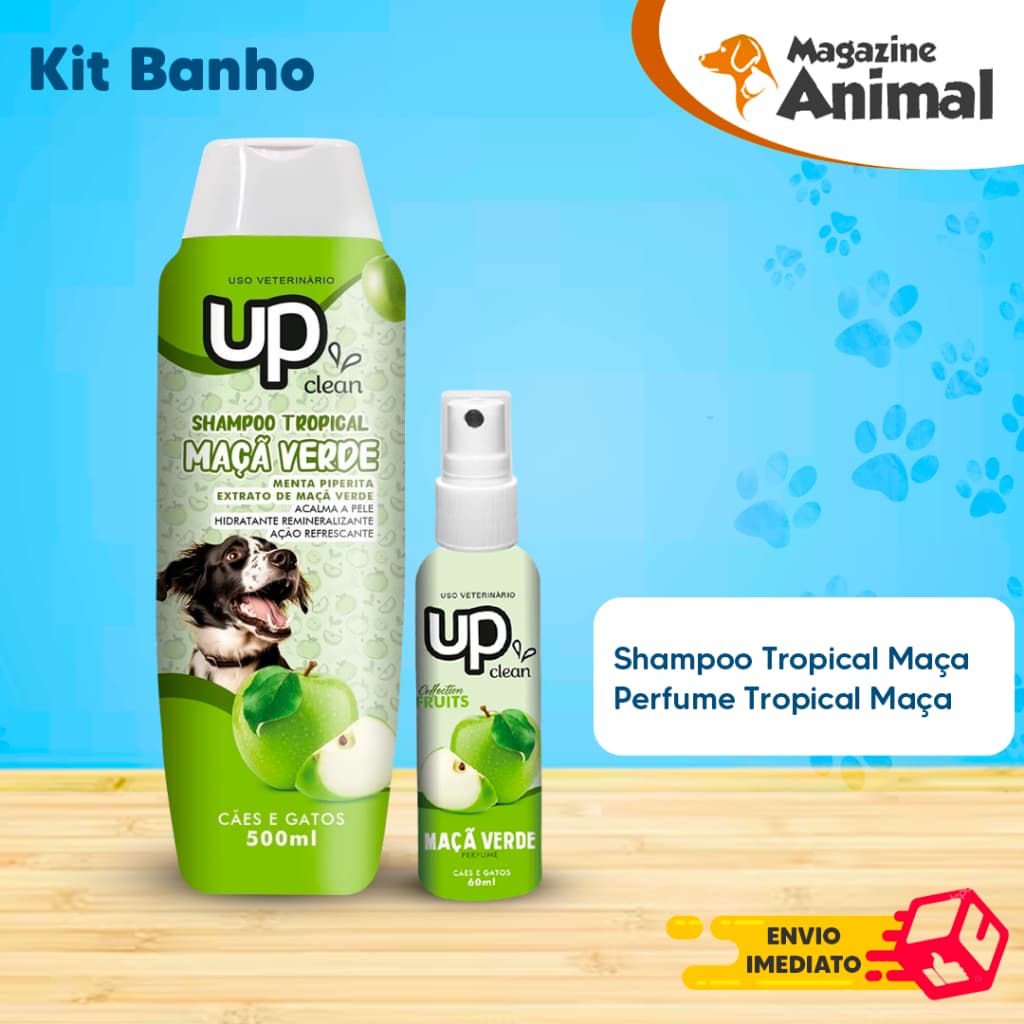 kit Shampoo para cachorro pet  Maçã Verde 500ml + Perfume para Cachorro  Maçã Verde 60mL