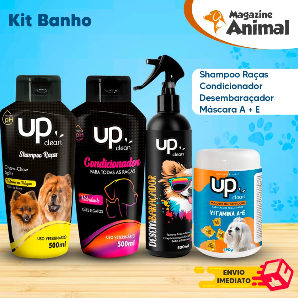 Kit Shampoo para Cachorro Chow Chow + Mascara A+E 490g + Condicionador universal + Desembaraçador
