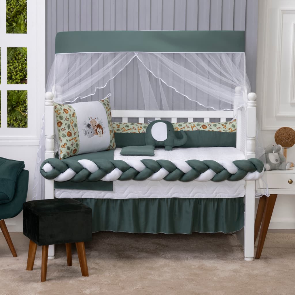 Kit Berço Coleção Paris 10 Peças Micropercal Americano Enxoval de Bebê Estampado