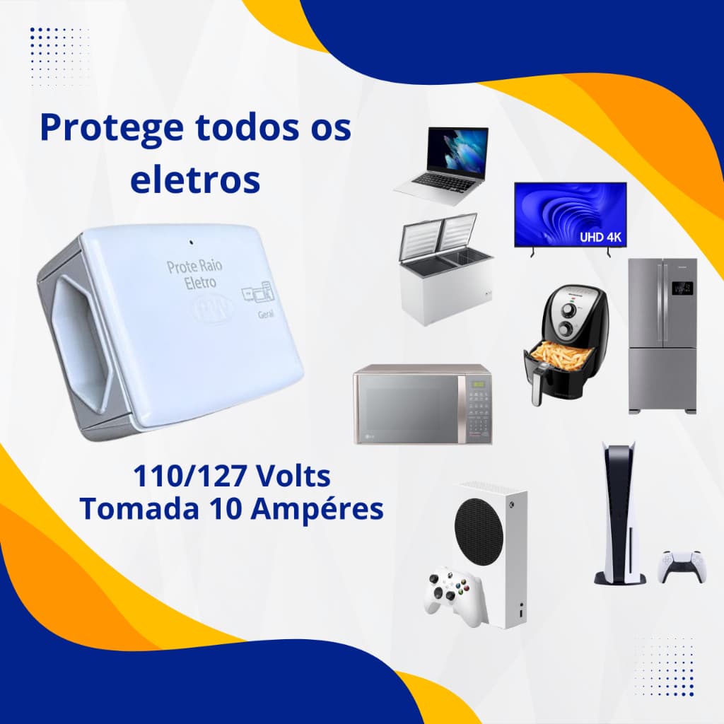 Protetor Contra Raios Surtos Picos Eletrodomesticos - Tv, Notebook, Airfryer, Micro-ondas