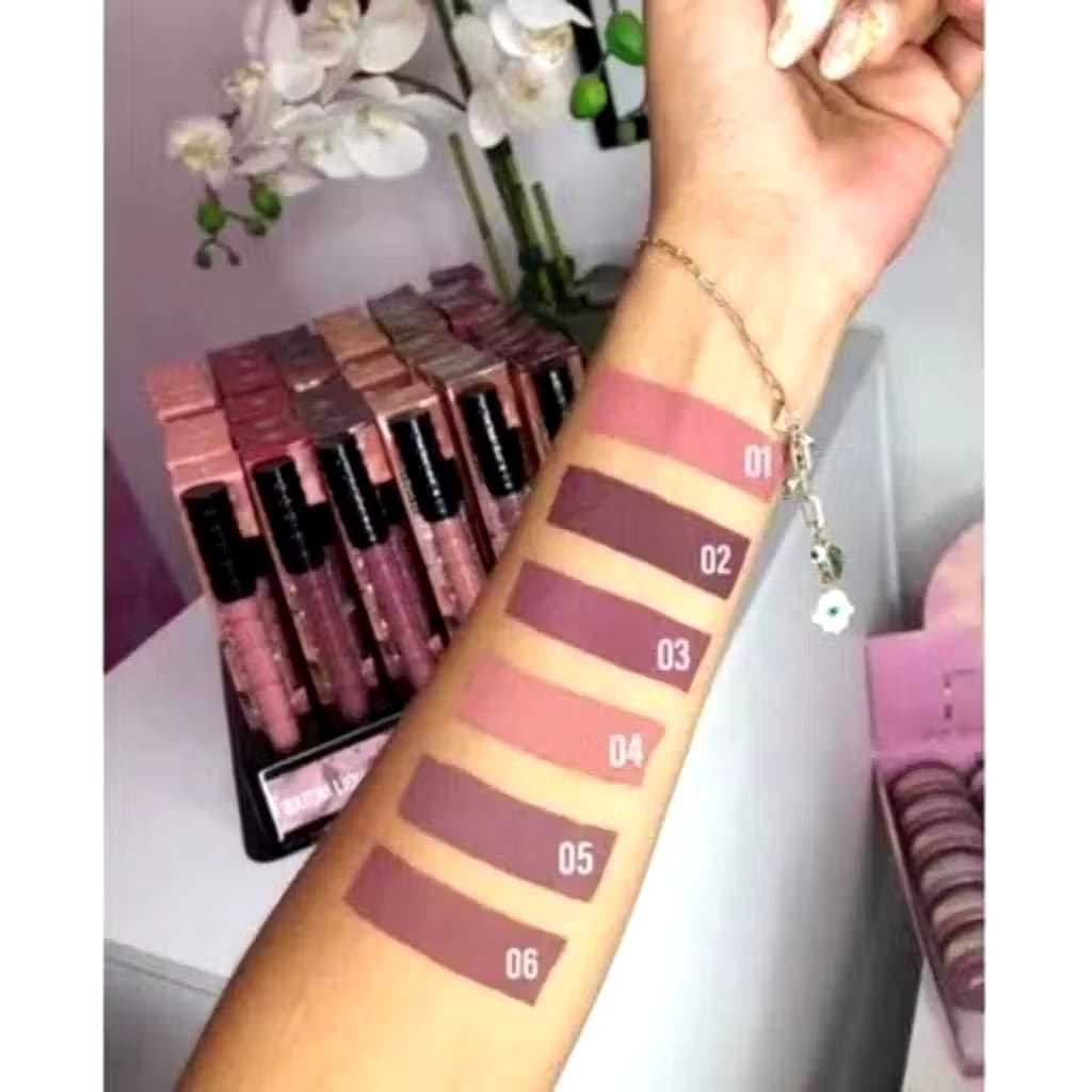 Kit com 2 Batom Max Love Líquido Matte 24 Horas Nude Rosado Longa Duração Maquiagem