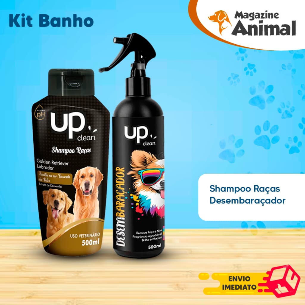 Kit banho Shampoo Para Cachorro pet Shampoo para cães Golden - Labrador + Desembaraçador UP Clean