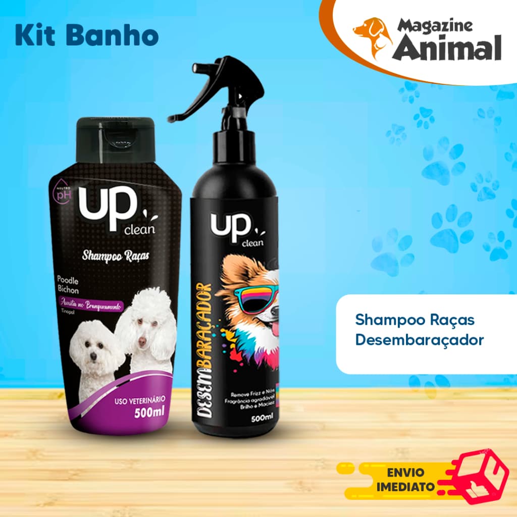 Kit banho Shampoo Para Cachorro pet Shampoo para cães Poodle - Bichon 500ml + Desembaraçador 500ml