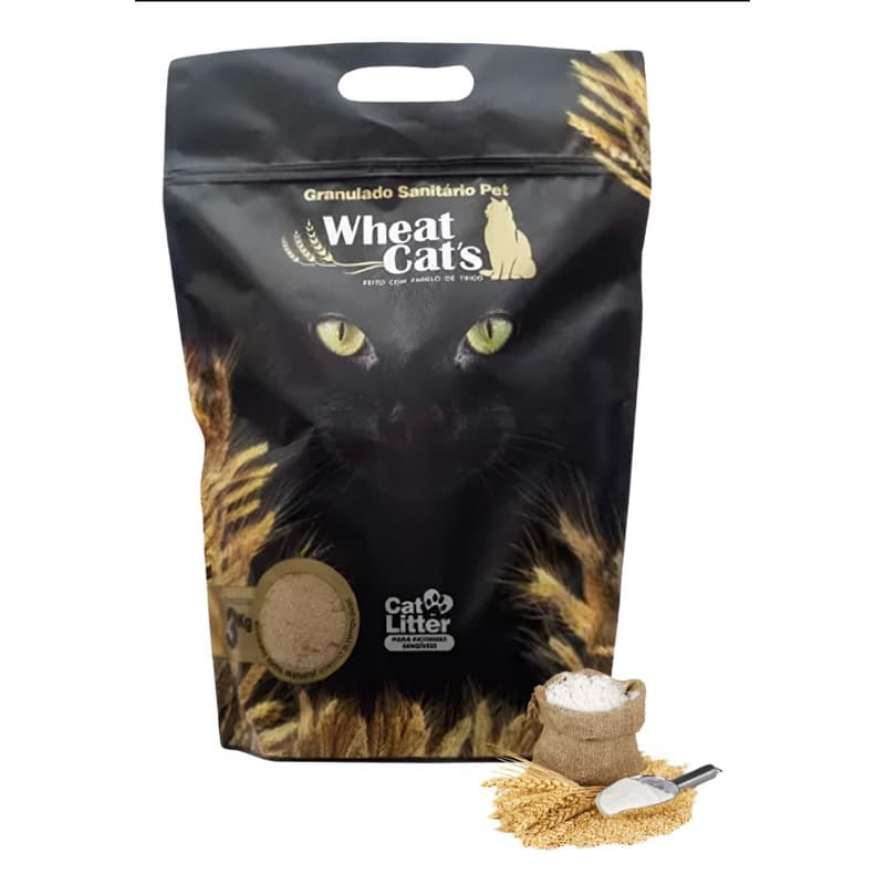 Areia Sanitária Para Gatos Wheat Cats 3kg | Farelo de Trigo