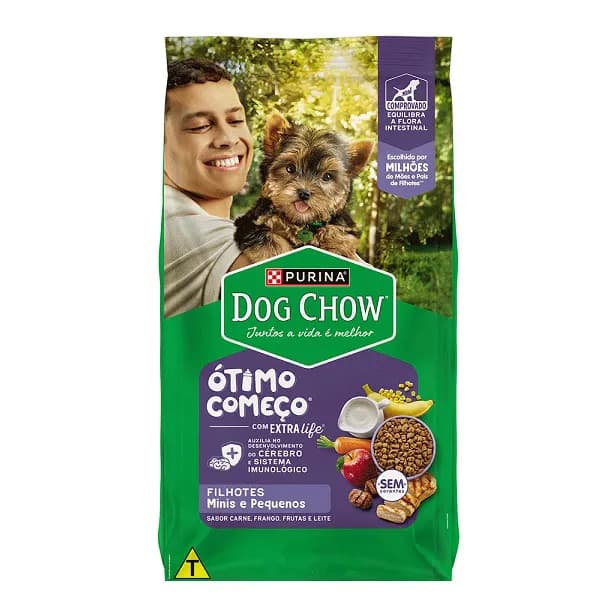 Dog Chow Ótimo Começo Ração Cães Filhotes Minis e Pequenos Carne, Frango, Frutas e Leite - 15kg
