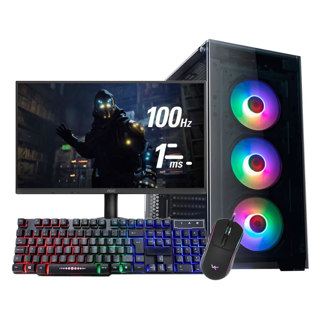 PC GAMER COMPLETO R5 5500/16 GB/NVME 1TB/RTX 3050  6GB/MONITOR 21,5 100HZ/KIT GAMER RGB