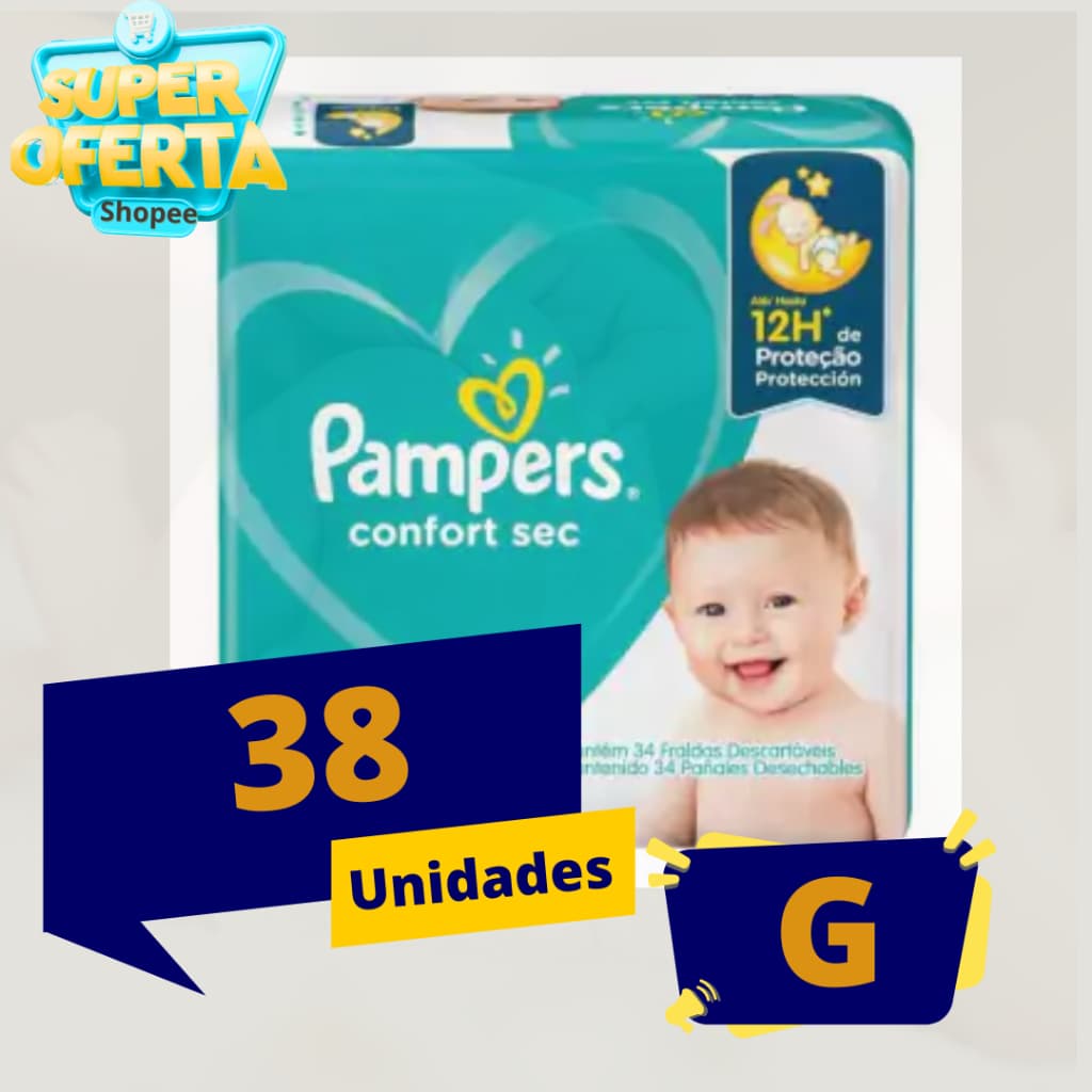 Fralda Descartável  Pampers Confort Sec G Mega Pacote com 38 unidades