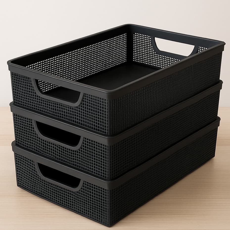 Kit 3 Cestos Organizadores 5,2 Litros de Plástico Resistente Multiuso Cozinha Banheiro